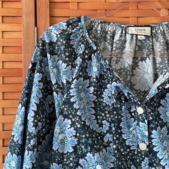 J. Crew Collection tie-sleeve button-front top in Pacific paisley - Picture 2 of 6